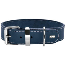 HUNTER AALBORG SPECIAL Dog Collar, Leather, Durable, Comfortable, 60 (M-L), Dark Blue