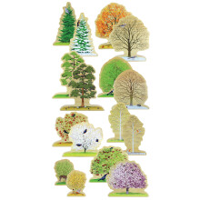 Yellow Door Four Seasons Trees Wooden Play Set | Set Of 8 Double-Sided Figures For Small World Pretend Play