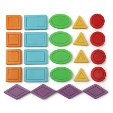 Yellow Door Shape And Colour Stones | Set Of 24 Stones Red Circle, Yellow Triangle, Green Oval, Blue Rectangle, Orange Square