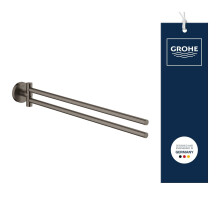 GROHE Start Towel Bar (Metal, Pivotable 2 Arms, Concealed Fastening, Including Screws and Dowels, Easy to Fit), Size 439 mm