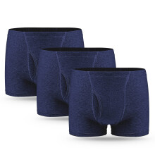 3 Pcs Men’s Incontinence Pants Cotton Washable Reusable Incontinence Boxer Briefs with 250 ML Absorbency Protective Underwear for Men Blue Size 3XL