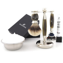 Jag Shaving Shaving Kit - 5 Piece Shaving Set - Jag's Lee Range - 5 Edge Shaving Blade Shaving Razor - Silvertip Badger Shaving Brush