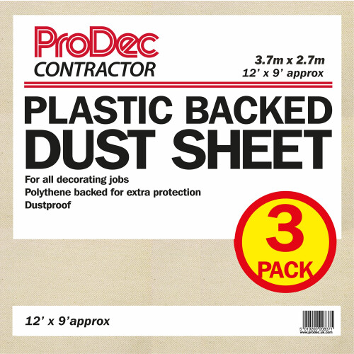 ProDec Contractor 3 pack 12ft x 9ft Contractor Poly Backed Dust Sheet