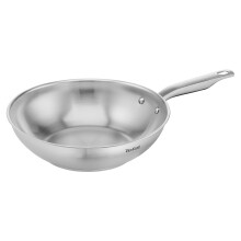 Tefal Virtuoso E49219 Wok Pan Induction Unsealed Brushed Finish Oven Safe up to 250 C Suitable for All Hobs High Quality Stainless Steel