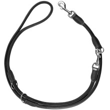HUNTER Adjustable Dog Lead Round & Soft Canadian UP Colour: Black Soft Leather 3-Way Adjustable Round Sustainable Made in Germany Size: 8/200