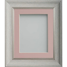 Frame Company Drummond Pale Grey Photo Frame, Pink Mount, 18x14 for 14x11 inch, fitted with perspex