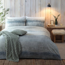 Appletree Green Fade Dye Duvet Cover – Super King Size 260x220cm – 2 Pillowcases – 100% Brushed Cotton – Soft Gradient Stripe Bedding