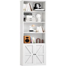 oneinmil Tall Bookshelf, 6 Tier Bookcase with Cabinet Doors, Modern Bookshelves Display Rack, Storage Cabinet for Home, Office, Living Room, White
