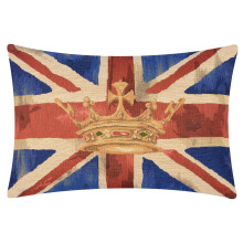 furn. Evans Lichfield Union Jack Crown Polyester Filled Cushion – British Heritage Flag Textured Tapestry Decorative Pillow (Blue – 46x32cm)