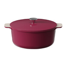 Cooksmart Signature 28cm Casserole Pot with Lid, Aluminium, Raspberry