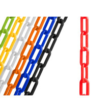 US Weight (Made in USA) 2" x 100' Red Plastic Safety Chain ft. SunShield UV Resistant Technology