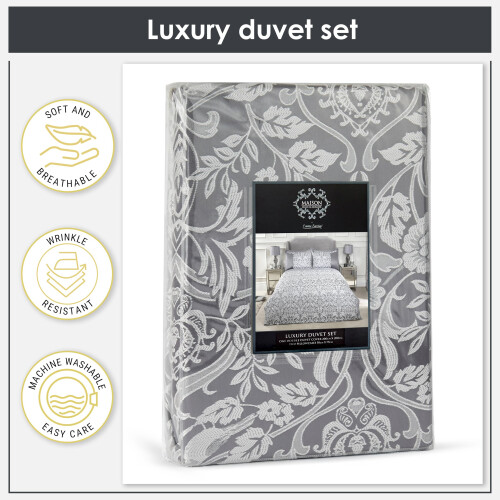 Emma Barclay Eden - Embellished Jacquard Duvet Set in Silver - King 1