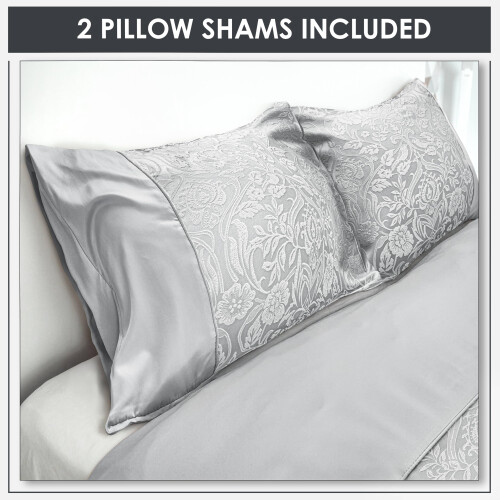 Emma Barclay Eden - Embellished Jacquard Duvet Set in Silver - King 2