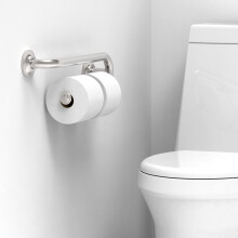 AquaChase Grab Bar with Integrated Toilet Paper Holder for 2 Mega Rolls (Kitchen Paper Towel Holder or Bathroom Towel Bar), 16in Stud Mount