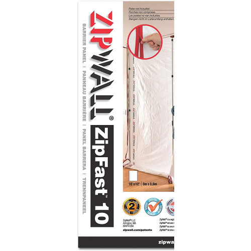 ZipWall ZipFast Reusable Barrier 10'/3-Meter Panel for Dust Barriers, ZF10 2
