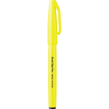Pentel SES15C-FGX Brush Sign Pen Neon Yellow Fibre Tip Brush Like Tip Pack of 10