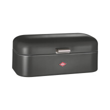 WESCO Grandy bread bin in matt graphite, powder-coated sheet steel, ventilation holes and sturdy handle