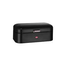 WESCO Grandy bread bin in black, powder-coated sheet steel, ventilation holes and sturdy handle, 41 x 25.5 x 16.5 cm