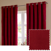 furn. The Ultimate Velvet Blackout Eyelet Curtain Pair – Soft Stylish Light Blocking Thermal Matte Velvet Drapes (Burgundy - 168x229cm)