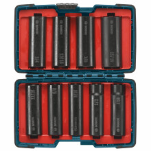 Bosch 27286 1/2 in. Shank 9-Piece Assorted Set with Brute Tough Case Impact Tough Deep Well Sockets for Applications in High Torque Driving and