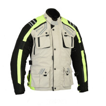 Bikers Gear Australia Hi Viz Safety Glowrider Motorcycle Waterproof Jacket with Removable Thermal Liner Vented and CE1621-1 Armour, Size Small