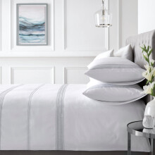 Appletree Boutique Embroidered Duvet Cover Set – Super King Size White (260x220cm) – 100% Cotton 200TC Hotel Quality