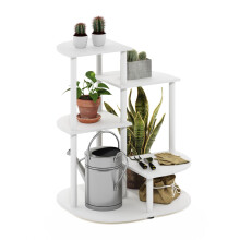 Furinno CELUKA Plant Stand Indoor, 4-Tier Tall Plant Stand, Corner Tiered Plant Stand Outdoor, Indoor, for Patio, Garden, Balcony, Living Room, White