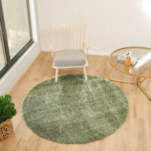 Livabliss Claire Shaggy Berber Round Rug 120x120 cm, Living Room & Bedroom, Soft Plush Thick Pile, Neutral Boho Fluffy Style, Easy Care, Sage