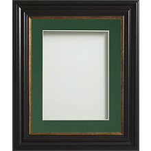 Frame Company Emson Black Picture Photo Frame with Bottle Green Mount 20x16 for pic size 16x12 *Choice of Sizes* Fitted with Real Glass