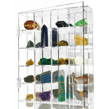 Acrylic Display Case Adjustable Clear Rock Display Case Shadow Box with Shelves Storage Organizer for Mini Pop Figure, Collectibles, Mineral Crystal