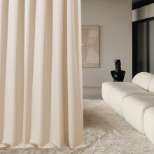 ROOM99 Curtain with Silver Eyelets Aura 180 x 260 cm Width x Height Sliding Curtains Modern Curtain Living Room Bedroom Cream 1 Piece