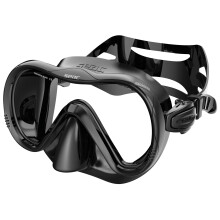 SEAC Boss – Adult Silicone Snorkeling Mask with Single Anti-Impact Tempered Glass Lens, Push-Button Quick Adjustment, Adjustable Strap, Black/Silver