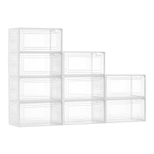 VEVOR Shoe Storage Boxes, 9 Pack Clear Stackable Shoe Boxes Storage Organizers with Magnetic Door, Fit up to US Size 13