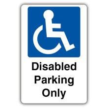 V Safety Photoluminescent Disabled Parking Only - Mandatory Safety Sign - 300 x 450 mm - 1.2mm Rigid Plastic - Triple Glow