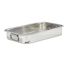 Relaxdays Stainless Steel Roasting Pan, Oven Dish, Dishwasher-Safe, Silver, Size XL