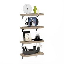 Furinno TANNA Floating Shelves for Wall Set of 4, 22-Inch Wall Shelf, Wall Mounted Shelf, for Bathroom, Home Office, Living Room, Natural