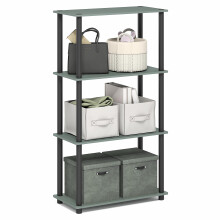 Furinno TURN-N-TUBE Storage Shelves, 4-Tier Toolless Book Shelf, Corner Shelf, Toolless Open Shelves, for Organization and Storage, Living Room