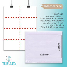 Triplast 2000 x A7 Plain Document Enclosed Wallet (95 x 125 mm) | Peel & Seal Clear Plastic Envelopes/Sleeves/Pockets/Wallets | Attach Invoices