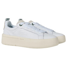 (7 UK, White/Green) Lacoste Womens/Ladies Carnaby Leather Platform Trainers