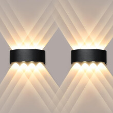 Applique Murale Led Moderne, 8W, 3000K, Blanc Chaud, Led Intégrée, Noire, Non Dimmable, 2PCS