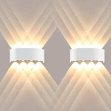 Applique Murale Led Moderne, 8W, 3000K, Blanc Chaud, Led Intégrée, Blanc, Non Dimmable, 2PCS