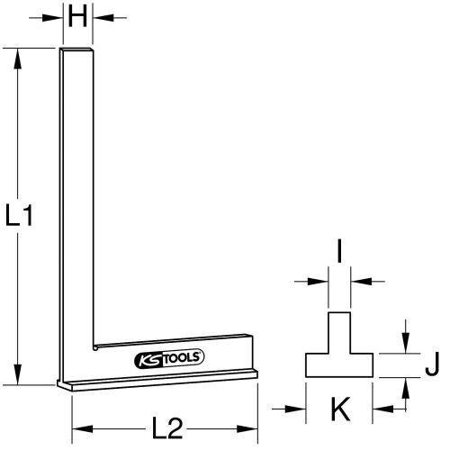 KS Tools 300.0214 Square with stock DIN 875/1, 300mm 2