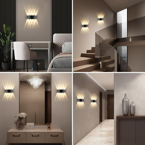 Applique Murale Led Moderne, 8W, 3000K, Blanc Chaud, Led Intégrée, Noire, Non Dimmable 1