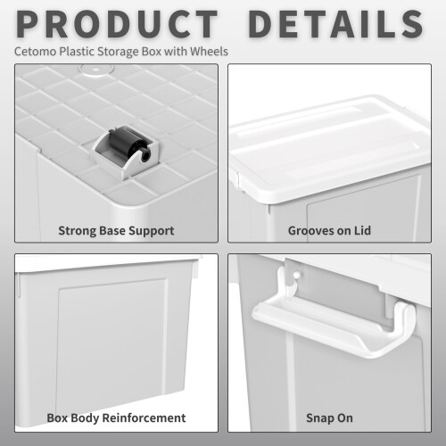 Cetomo 90L*3 Storage Boxes, Plastic Storage Box with Lids, Organizing Container with Secure Latching Buckles, Stackable, Nestable 1