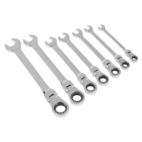 Sealey Sealey S01143 Metric Flexible Head Ratchet Combination Spanner Set, 7 Pieces 1