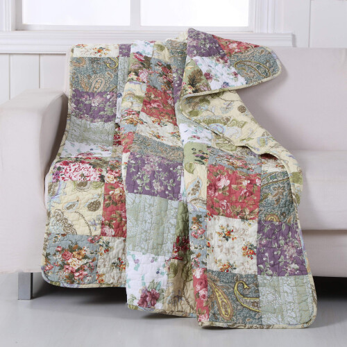 Greenland Home Blooming Prairie Quilted Patchwork Throw 1