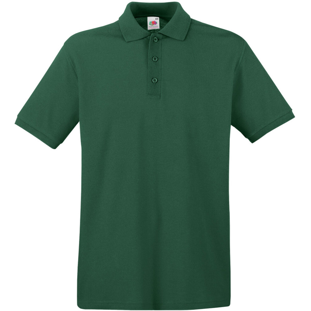 Fruit Of The Loom (M, Bottle Green) Premium Mens Short Sleeve Polo Shirt