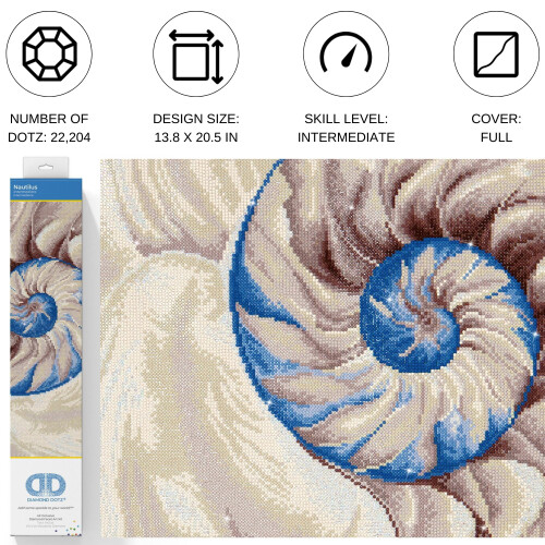 DIAMOND DOTZ DD10 Intermediate Kit, Plastic Wax Canvas Resin, Nautilus, 35 x 52 cm 1