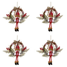 4X Couronne de Noël Artificielle pour Décoration de Maison de Ferme de Fenêtre de Mur de Porte D'Entrée, Bonhomme de Neige (Petit)