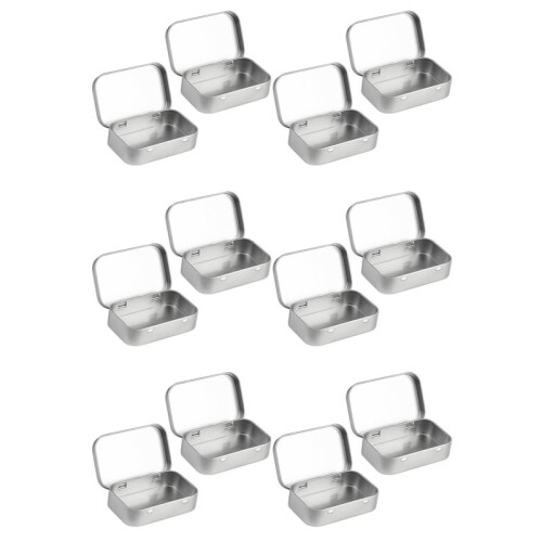12 PCS Small Storage Box with Lid Rectangular Small Tin Boxes Metal Box with Lid Small Tin Box for Home Storage Silver 1